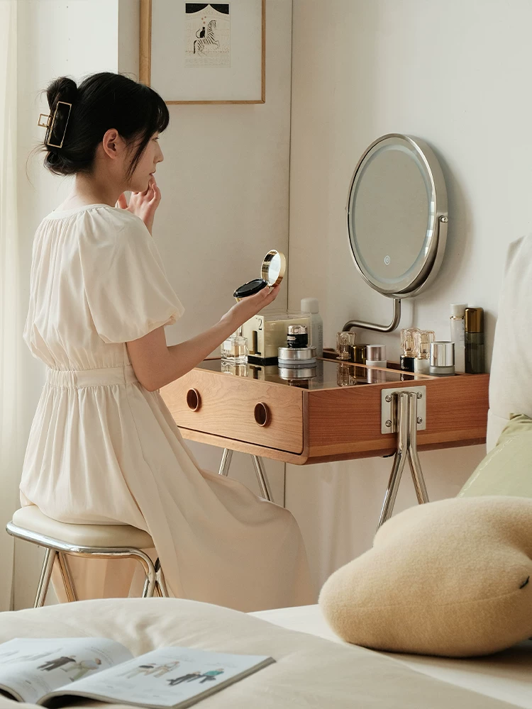 โต๊ะเครื่องแป้งไม้ รุ่น Retro พร้อมไฟ LED - Image 4