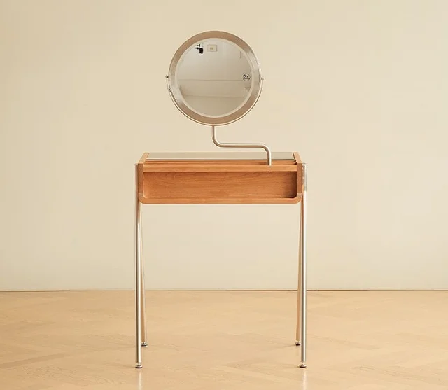 โต๊ะเครื่องแป้งไม้ รุ่น Retro พร้อมไฟ LED - Image 7