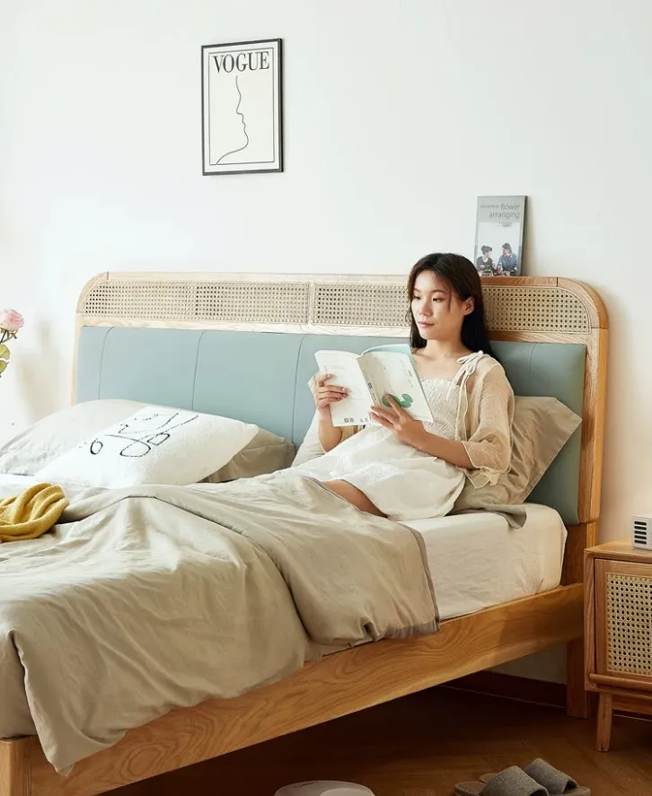 เตียงไม้ หัวเตียงหวาย Yuyu - Image 3