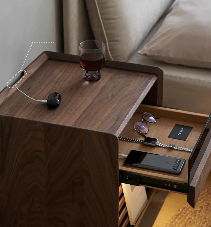 ตู้ข้างเตียง Smart Multifunction ชาร์จแบบไร้สาย พร้อมลิ้นชักเก็บของ - Image 3